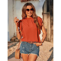 2024 New Hot Selling Pleated Stand Collar Dolman Sleeve Shirt