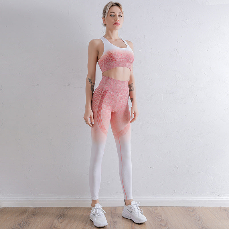 2024 Seamless Gradient Hanging Dyeing Yoga Clothes Casual Suit