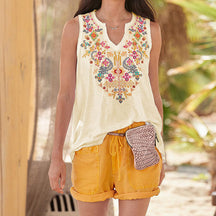 2024 New ethnic style top t-shirt vest