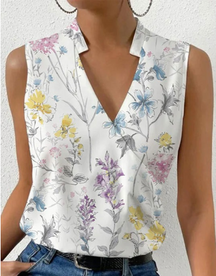 2024 New printed V-neck sleeveless shirt