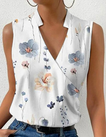 2024 New printed V-neck sleeveless shirt