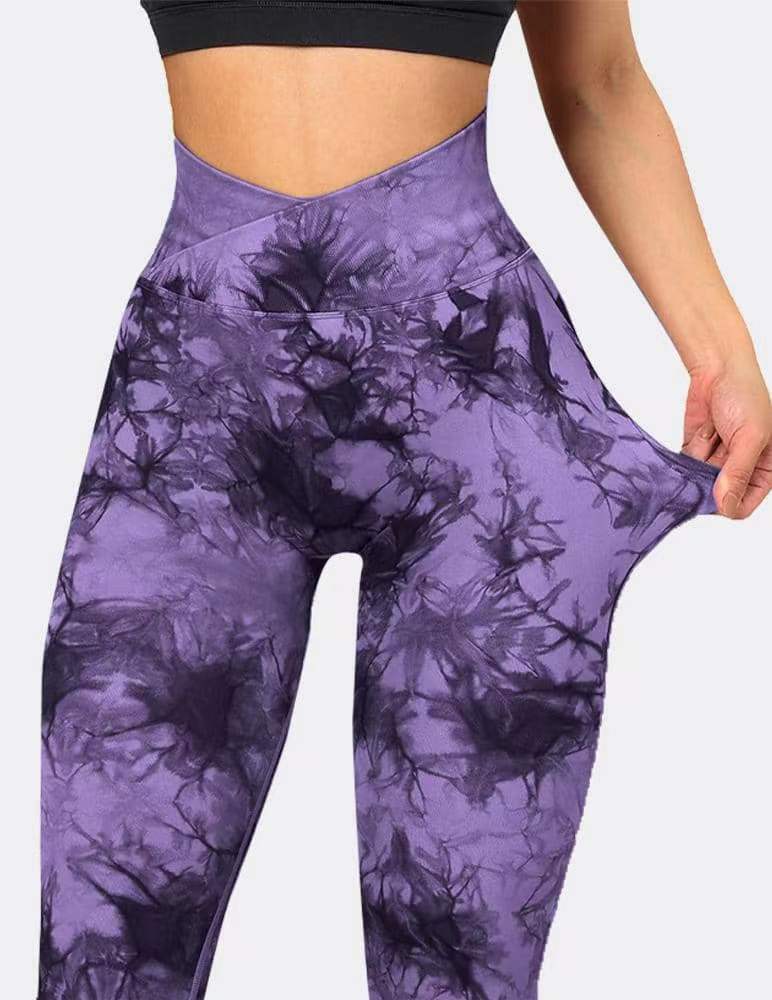 2024 New Cross Waist Tie Dye Seamless Yoga Pants