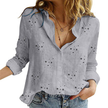2024New solid color casual loose long-sleeved linen shirt
