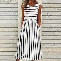 2024 new striped print dress
