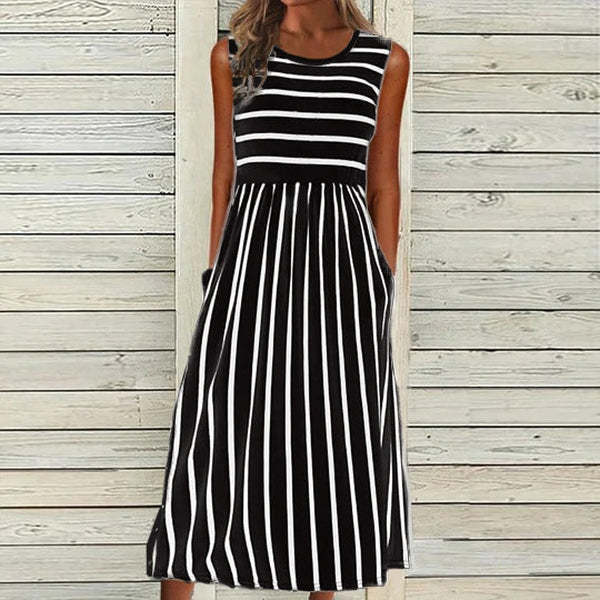 2024 new striped print dress